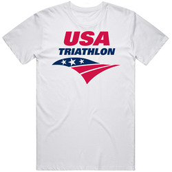 Usa American Triathlon Retro Graphic Unisex Cotton White Classic T Shirt