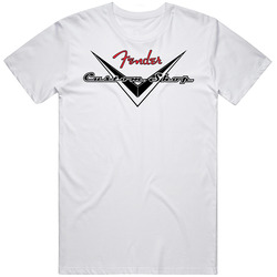 Fender Custom Shop Logo Retro Graphic Unisex Cotton White Classic T Shirt