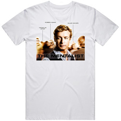 The Mentalist Tv Show Simon Baker Patrick Jane Retro Graphic Unisex Cotton White Classic T Shirt