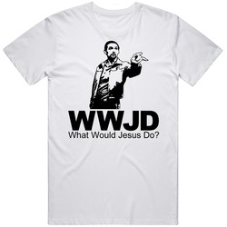 What Would Jesus Do Big Lebowski Retro Graphic Unisex Cotton White Classic T Shirt