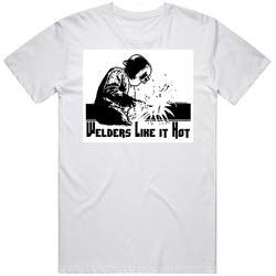 Welders Like It Hot Retro Graphic Unisex Cotton White Classic T Shirt