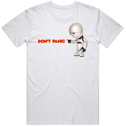 Hitchhiker's Guide To The Galaxy Don't Panic Funny Movie Retro Graphic Unisex Cotton White Classic T Shirt