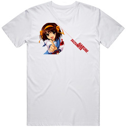 Haruhi Suzumiya Anime Manga Retro Graphic Unisex Cotton White Classic T Shirt