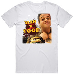 Man Vs Food Tv Show Retro Graphic Unisex Cotton White Classic T Shirt