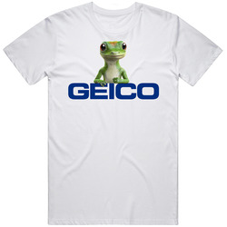 Geico Gecko Mascot Retro Graphic Unisex Cotton White Classic T Shirt