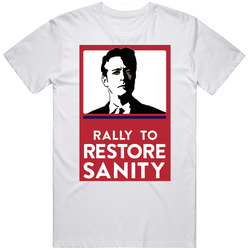 Jon Stewart Rally To Restore Sanity Funny Retro Graphic Unisex Cotton White Classic T Shirt