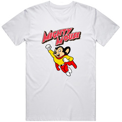 Men's Mighty Mouse Vintage Cartoon Retro Graphic Unisex Cotton White Classic T Shirt