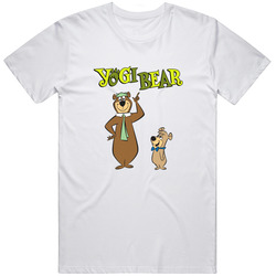 Men's Yogi Bear And Boo Retro Graphic Unisex Cotton White Classic T Shirt