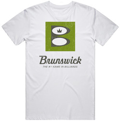 Brunswick Billiards, T-shirt, Logo, Pool, Snooker, Retro, Mid-centurty Modern, Poolhall Retro Graphic Unisex Cotton White Classic T Shirt