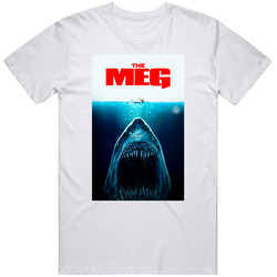 The Meg Shark Movie Jason Statham Vintage Jaws Movie Retro Graphic Unisex Cotton White Classic T Shirt