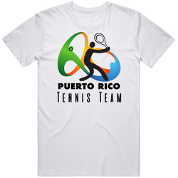 Puerto Rico Tennis Team Rio 2016 Olympic Event Logo Retro Graphic Unisex Cotton White Classic T Shirt