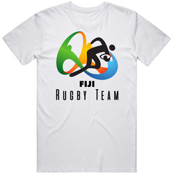 Fiji Rugby Team Rio 2016 Olympic Event Logo Retro Graphic Unisex Cotton White Classic T Shirt