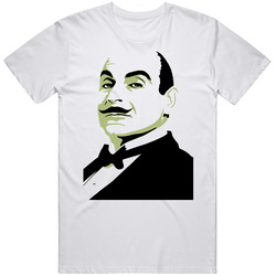 Hercule Poirot Detective Agatha Christie Mystery Retro Graphic Unisex Cotton White Classic T Shirt