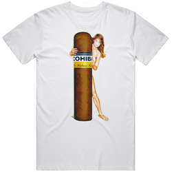 Vintage Cigar Tobacco Cuban Cohiba Havana Smoke Figurativeart Trending Retro Graphic Unisex Cotton White Classic T Shirt