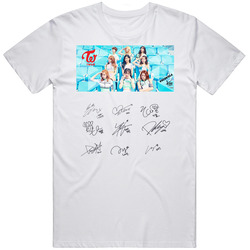 Twice Kcon All Member Sign Kpop T-shirt Tee t shirts Retro Graphic Unisex Cotton White Classic T Shirt