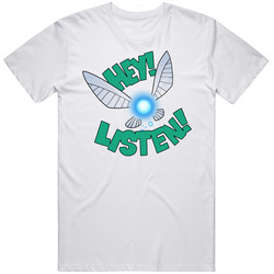 Legend Of Zelda: Ocarina Of Time - Navi Hey! Listen! White Retro Graphic Unisex Cotton White Classic T Shirt