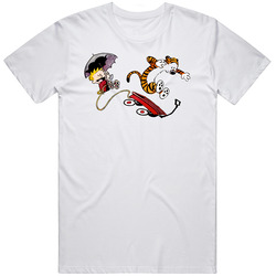 Calvin And Hobbes White Retro Graphic Unisex Cotton White Classic T Shirt
