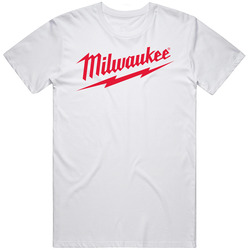 Mil Waukee Men's White Retro Graphic Unisex Cotton White Classic T Shirt