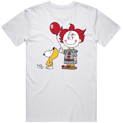 Snoopy Charlie Brown Penuts Pennywise Steven King's It Parody Fan Retro Graphic Unisex Cotton White Classic T Shirt