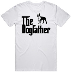 Boston Terrier Custom Dog Breed The Dogfather Retro Graphic Unisex Cotton White Classic T Shirt