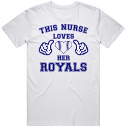 This Nurse Loves Her Royals Baseball T Shirt - Kansas City Royals Team Colors Retro Graphic Unisex Cotton White Classic T Shirt