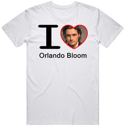 I Heart Love Orlando Bloom Retro Graphic Unisex Cotton White Classic T Shirt