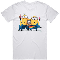 Despicable Me Minion T Shirt White 3 Gang Retro Graphic Unisex Cotton White Classic T Shirt