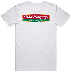 Papa Murphys Take N Bake Pizza Fast Food Restaurant Distressed Look Retro Graphic Unisex Cotton White Classic T Shirt