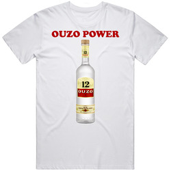 Ouzo Power Drinking Retro Graphic Unisex Cotton White Classic T Shirt