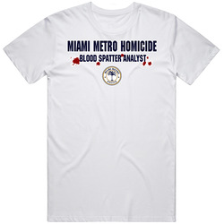 Miami Metro Homicide Dexter Tv Show Retro Graphic Unisex Cotton White Classic T Shirt