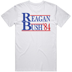 Reagan Bush 1984 Campaign Republican Retro Graphic Unisex Cotton White Classic T Shirt