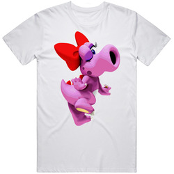 Super Mario Pink Birdo Retro Graphic Unisex Cotton White Classic T Shirt