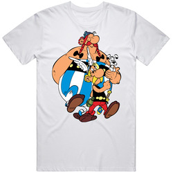 Asterix Obelix Idefix Comic Cartoon Characters Retro Graphic Unisex Cotton White Classic T Shirt