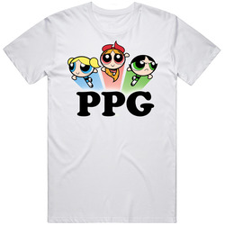 Power Puff Girls Tv Cartoon Retro Graphic Unisex Cotton White Classic T Shirt