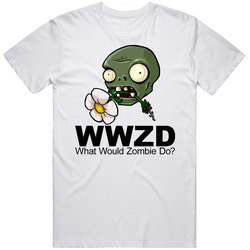 Wwjd Zombie Do Funny Retro Graphic Unisex Cotton White Classic T Shirt