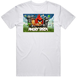 Angry Birds Video Game Retro Graphic Unisex Cotton White Classic T Shirt