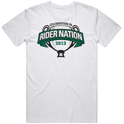 Cfl Grey Cup 2013 Saskatchewan Roughriders Rider Nation Football Trophy Retro Graphic Unisex Cotton White Classic T Shirt