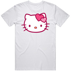 Hello Kitty Big Face Cartoon Anime Cat Cute Retro Graphic Unisex Cotton White Classic T Shirt