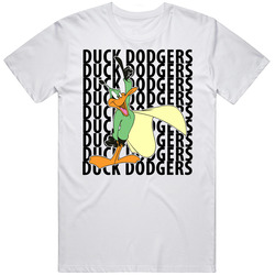 Daffy Duck Dodgers Retro Graphic Unisex Cotton White Classic T Shirt Daffy Duck Dodgers Retro Graphic Unisex Cotton White Classic T Shirt