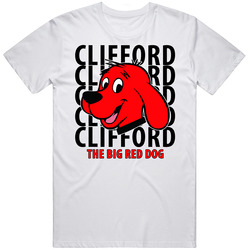 Clifford The Big Red Dog Cartoon Retro Graphic Unisex Cotton White Classic T Shirt