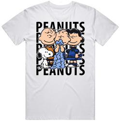Peanuts Cartoon Snoopy Charlie Brown Lucy Linus Lucy Retro Graphic Unisex Cotton White Classic T Shirt