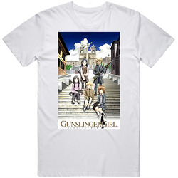 Gunslinger Girl School Girls Anime Retro Graphic Unisex Cotton White Classic T Shirt