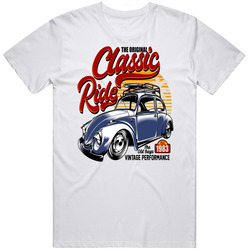 Vintage Classic Ride Old Vw Bugs Retro Graphic Unisex Cotton White Classic T Shirt