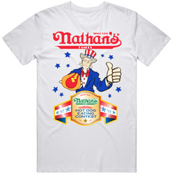 Nathan's Hot Dog Eathing Contest Since 1916 Contest Retro Graphic Unisex Cotton White Classic T Shirt