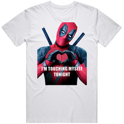 Deadpool Tshirt I'm Touching Myself Tonight Funny Comic Comics Hero Sarcastic Retro Graphic Unisex Cotton White Classic T Shirt