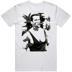 Arnold Schwarzenegger Smokin Cigar Commando Trending Classic Retro Graphic Unisex Cotton White Classic T Shirt
