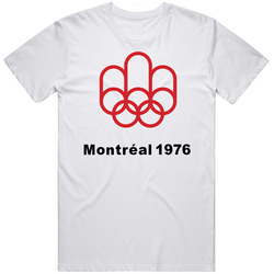 Montreal Summer 1976 Olympics Retro Logo World Olympiad Event Retro Graphic Unisex Cotton White Classic T Shirt Montreal Summer 1976 Olympics Retro Logo World Olympiad Event Retro Graphic Unisex Cotton White Classic T Shirt