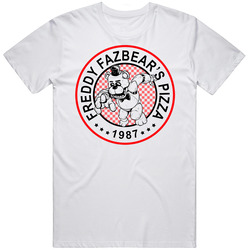 Five Nights At Freddy's White Pizza Retro Graphic Unisex Cotton White Classic T Shirt