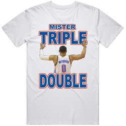 Russell Westbrook Mr Triple Double Okc Basketball T  Oklahoma Retro Graphic Unisex Cotton White Classic T Shirt