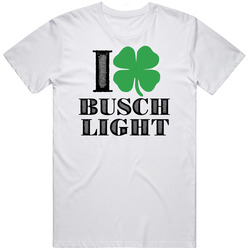 Heart Love Shamrock Busch Light Beer Irish St Patricks Day Drunk Party Pub Retro Graphic Unisex Cotton White Classic T Shirt